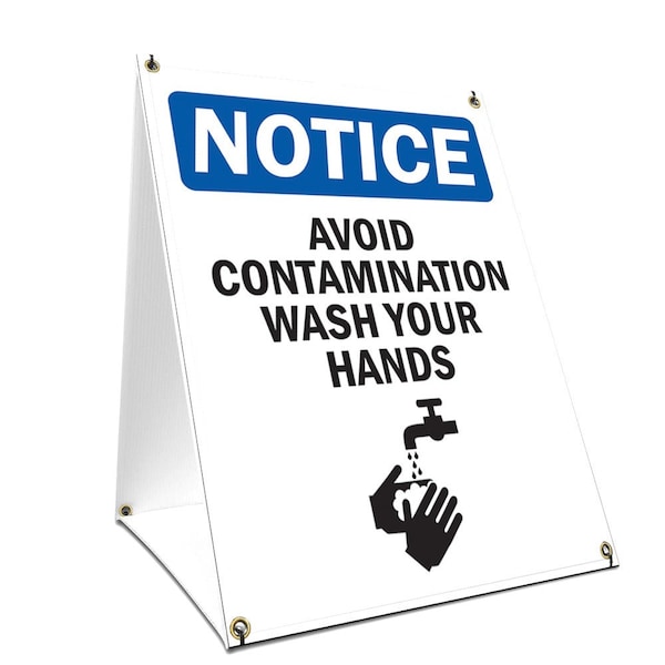 OSHA Sign, Avoid Contamination, 18in X 24in A-frame Heavy Duty, 24" W, 18" L, Avoid Contamination